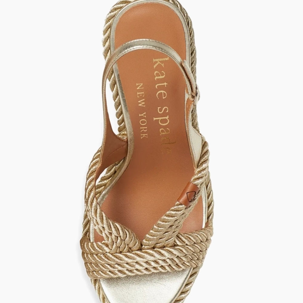 Kate Spade Gold Rope Wedges - Size 10 | Summer Party Wedding Beach Style - Picture 8 of 11